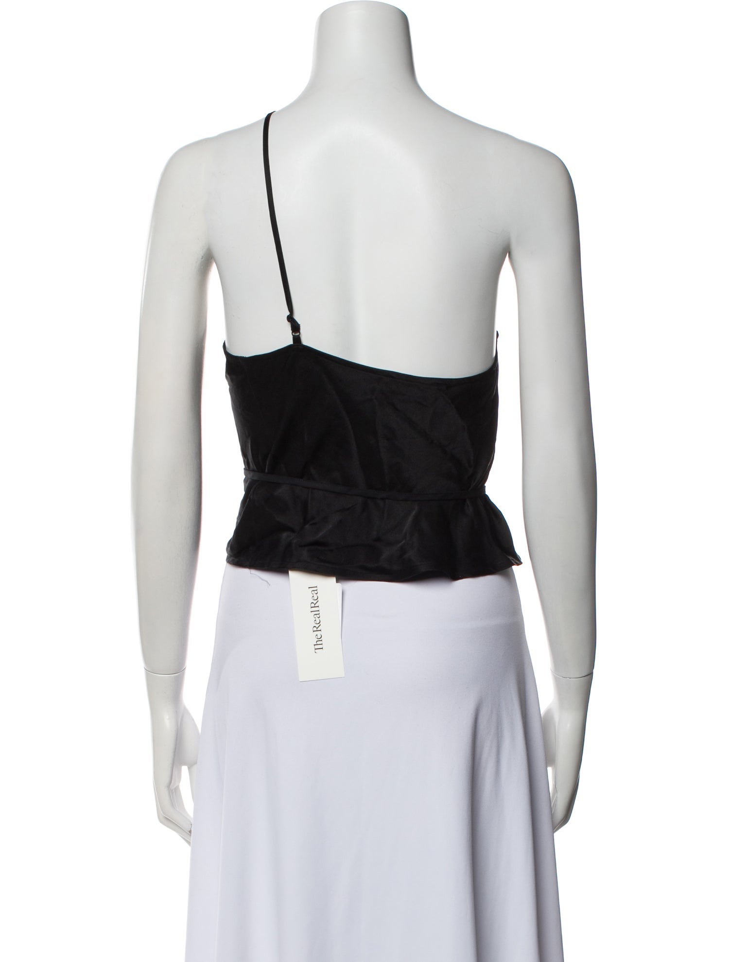 Anine Bing Silk One-Shoulder Crop Top