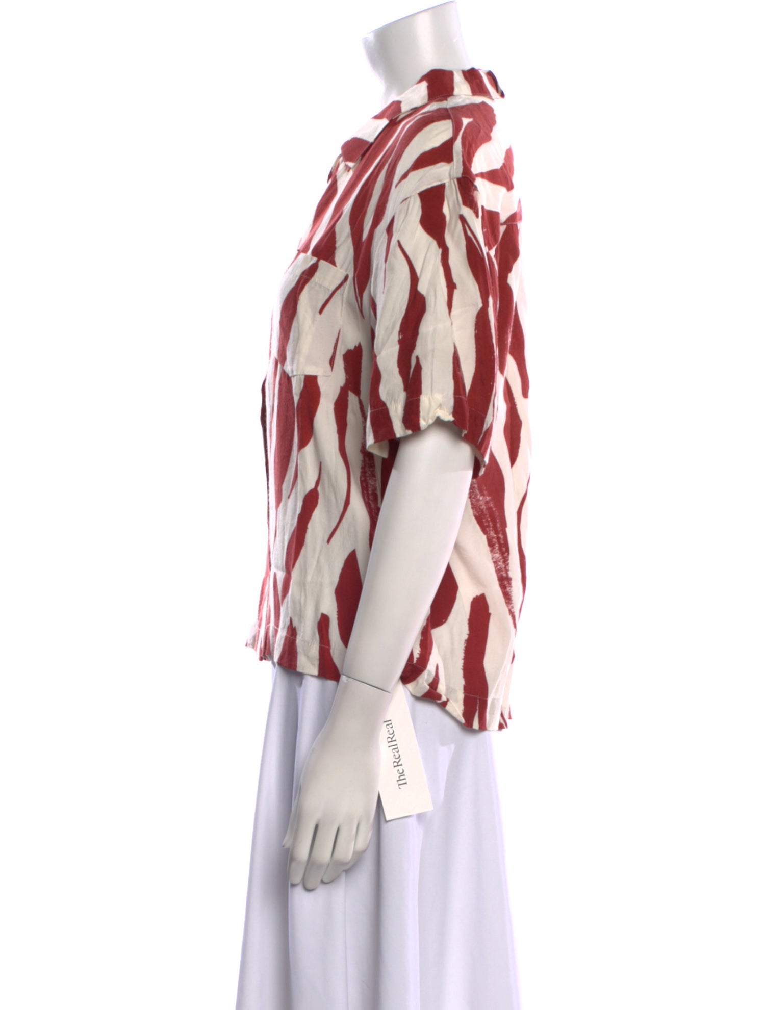 Anine Bing Printed Three-Quarter Sleeve Button-Up Top