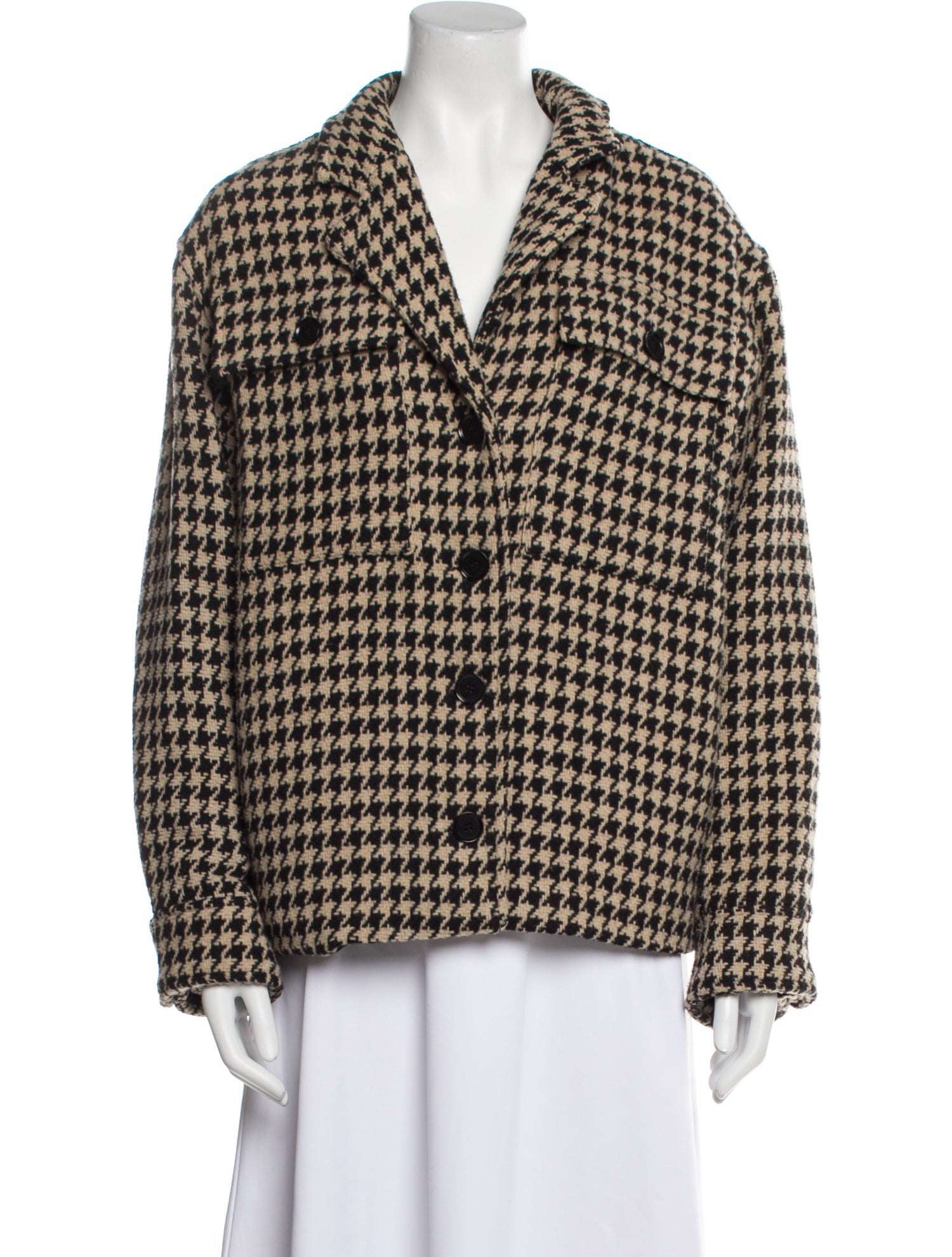 Anine Bing Wool Plaid Print Blazer
