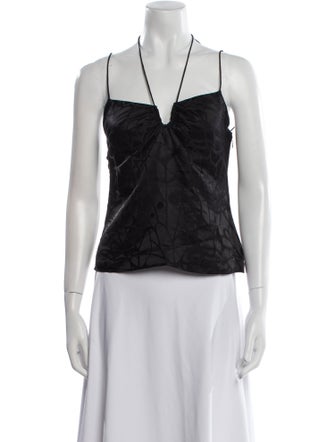 Anine Bing Silk V-Neck Crop Top