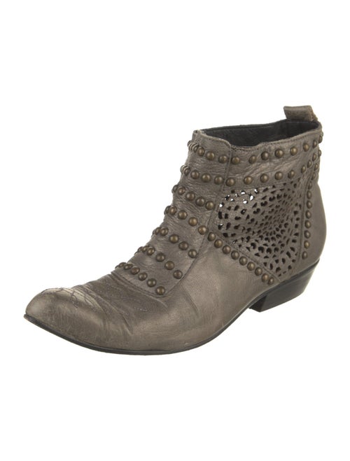 Anine Bing Leather Lasercut Accents Lace-Up Boots