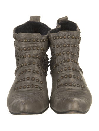 Anine Bing Leather Lasercut Accents Lace-Up Boots