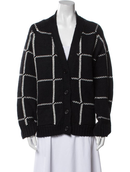 Anine Bing Plaid Print V-Neck Sweater