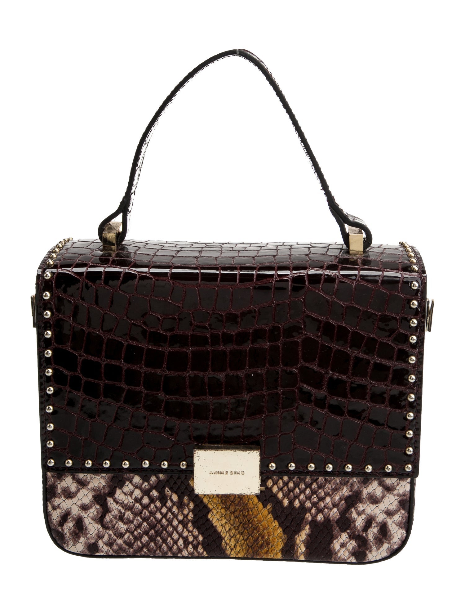 Anine Bing Embossed Leather Top Handle Bag