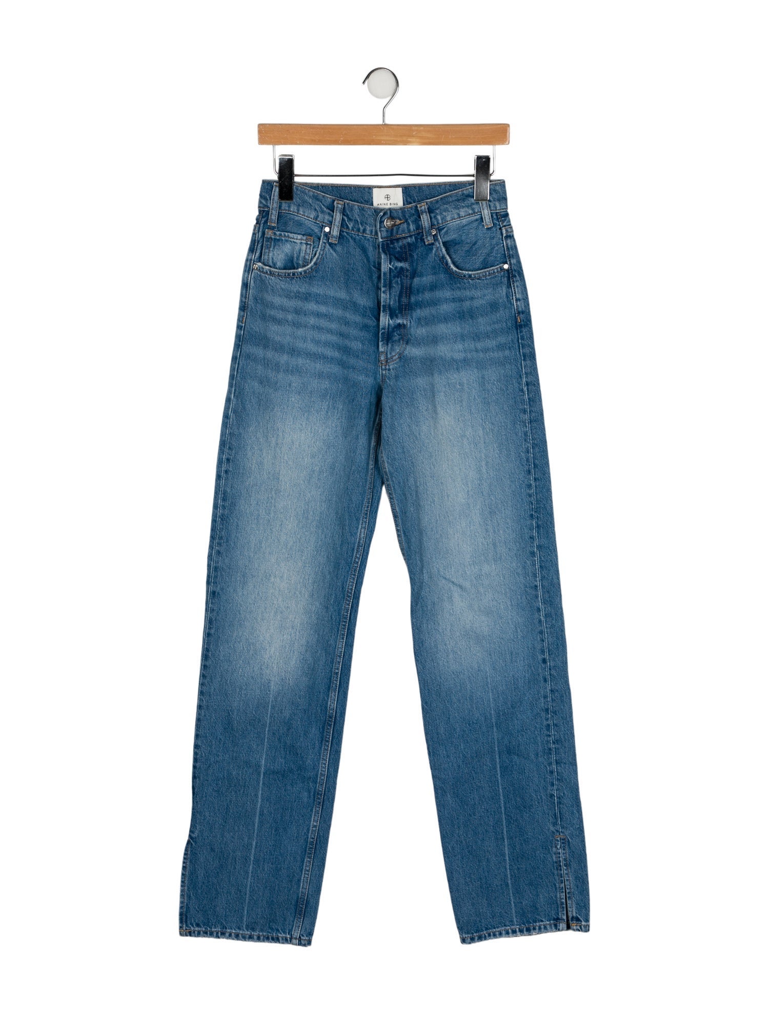 Anine Bing Mid-Rise Straight Leg Jeans