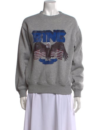Anine Bing Graphic Print Crew Neck Sweater