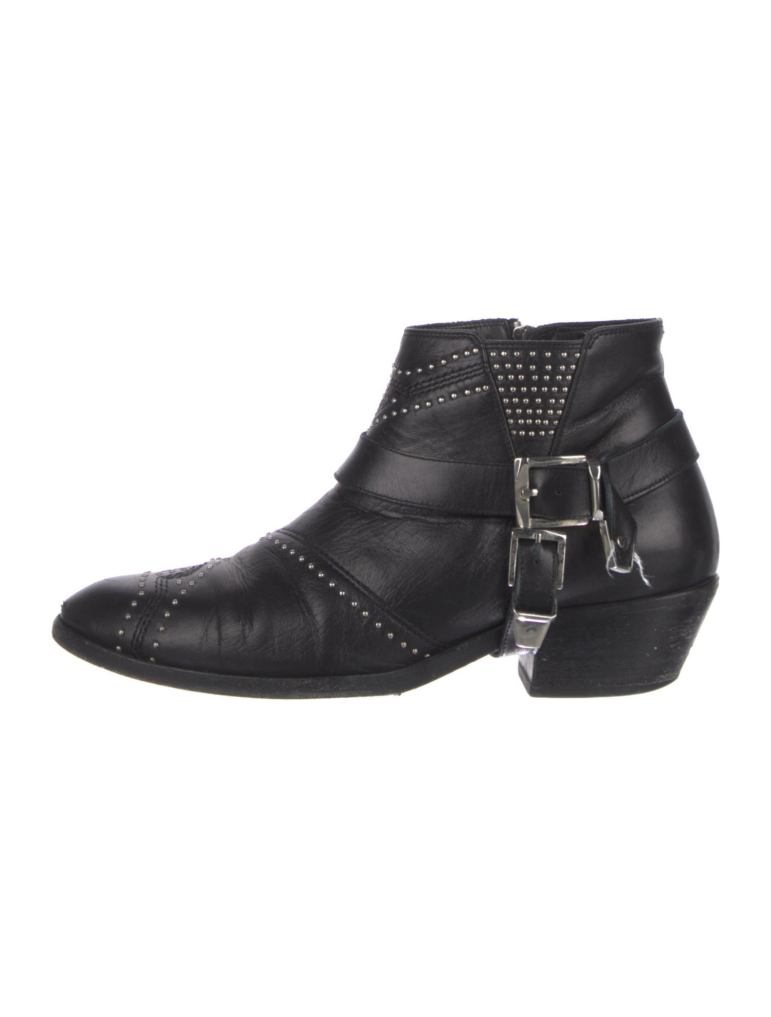 Anine Bing Leather Studded Accents Moto Boots