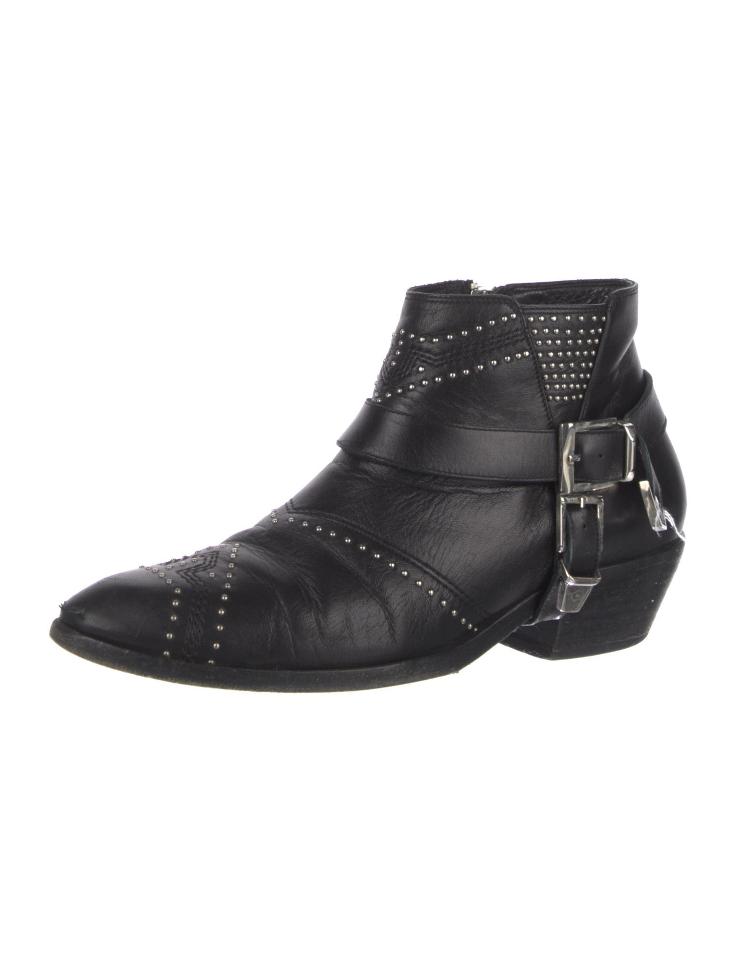 Anine Bing Leather Studded Accents Moto Boots