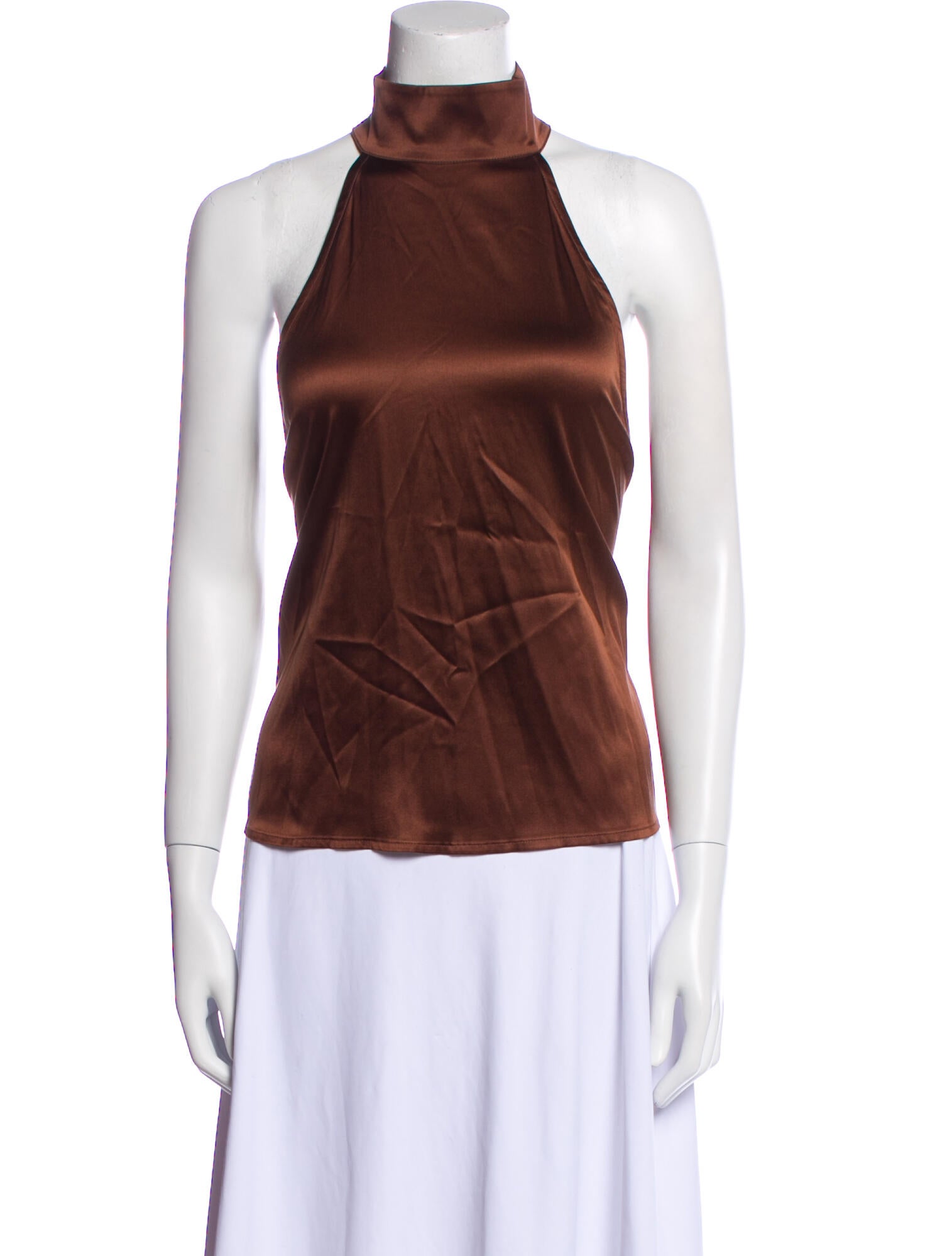 Anine Bing Silk Mock Neck Top