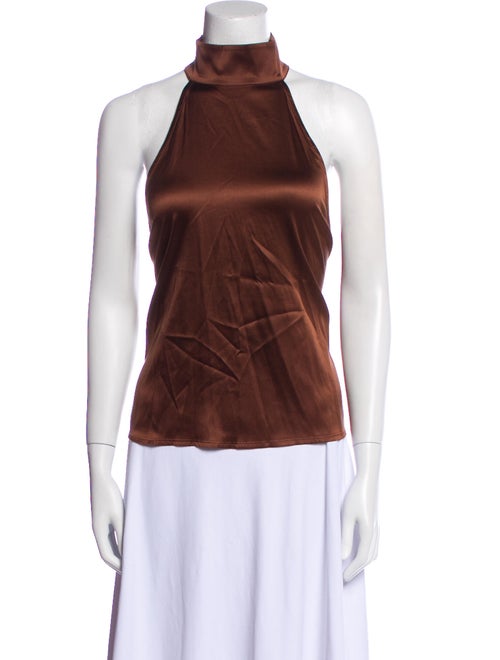 Anine Bing Silk Mock Neck Top