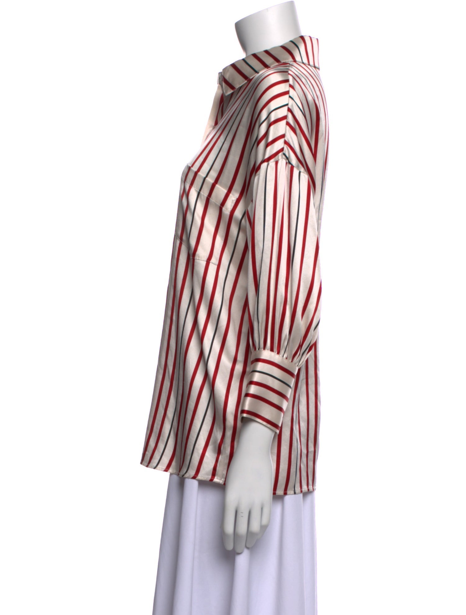 Anine Bing Silk Striped Button-Up Top