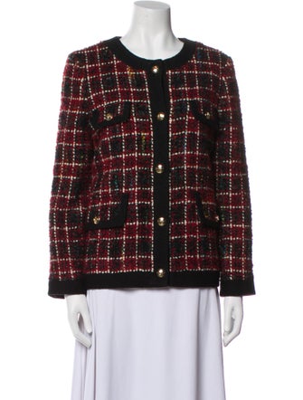 Anine Bing Wool Plaid Print Evening Jacket