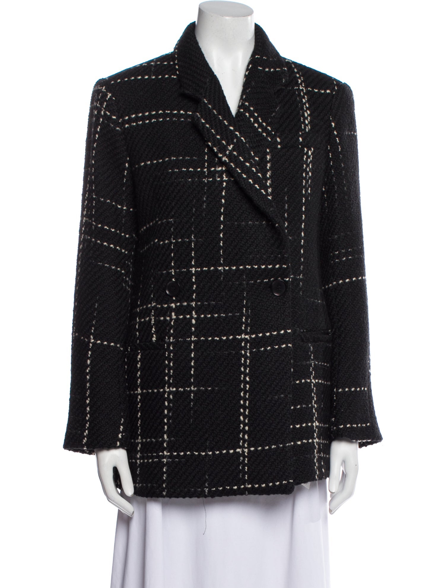 Anine Bing Wool Plaid Print Peacoat w/ Tags