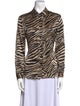 Anine Bing Silk Animal Print Button-Up Top