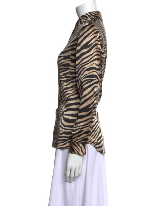 Anine Bing Silk Animal Print Button-Up Top
