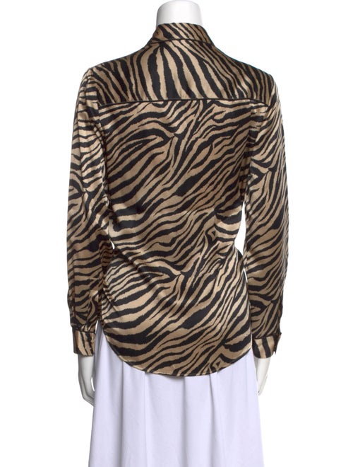 Anine Bing Silk Animal Print Button-Up Top