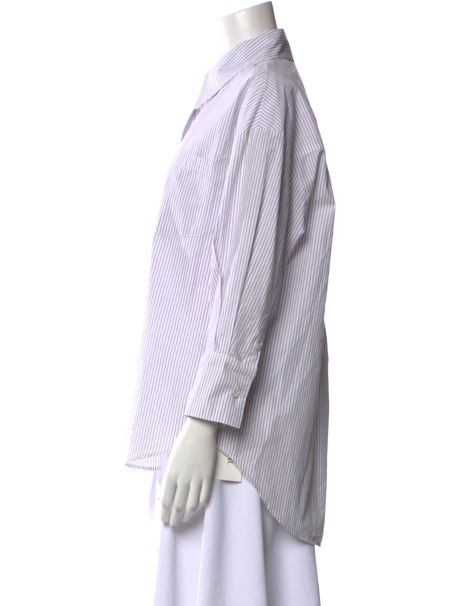 Anine Bing Striped Three-Quarter Sleeve Button-Up Top