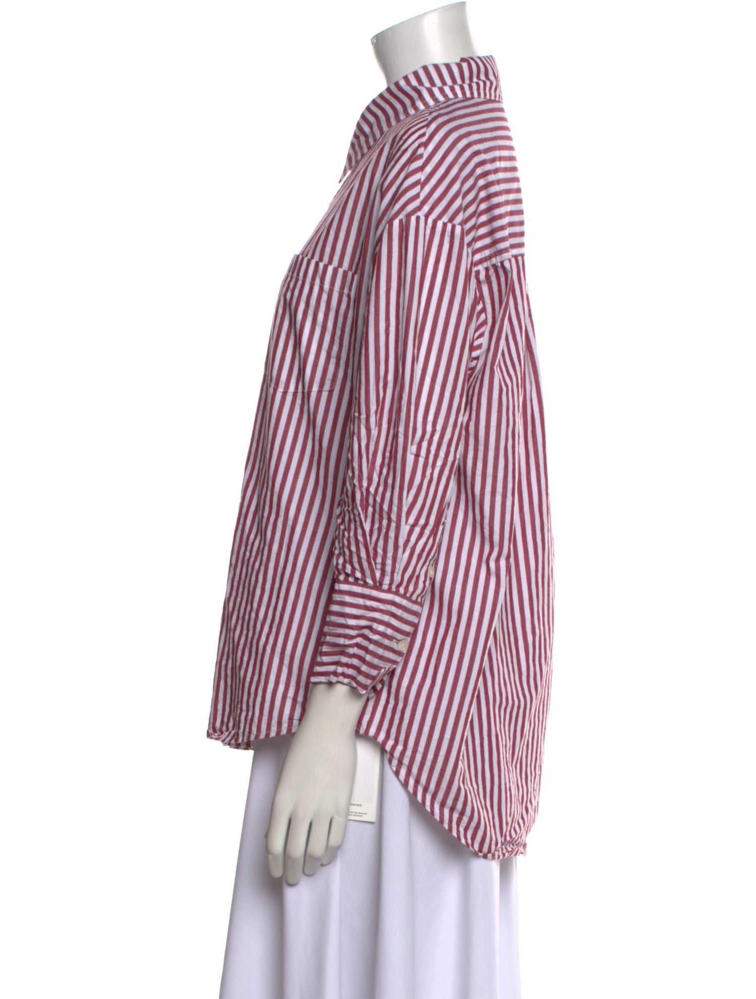 Anine Bing Striped Three-Quarter Sleeve Button-Up Top