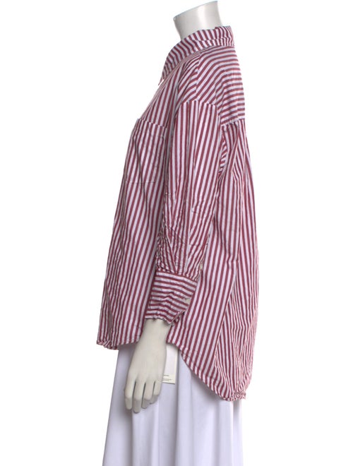 Anine Bing Striped Three-Quarter Sleeve Button-Up Top