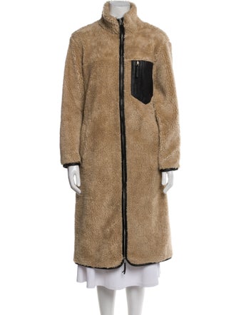 Anine Bing Colorblock Pattern Faux Fur Coat