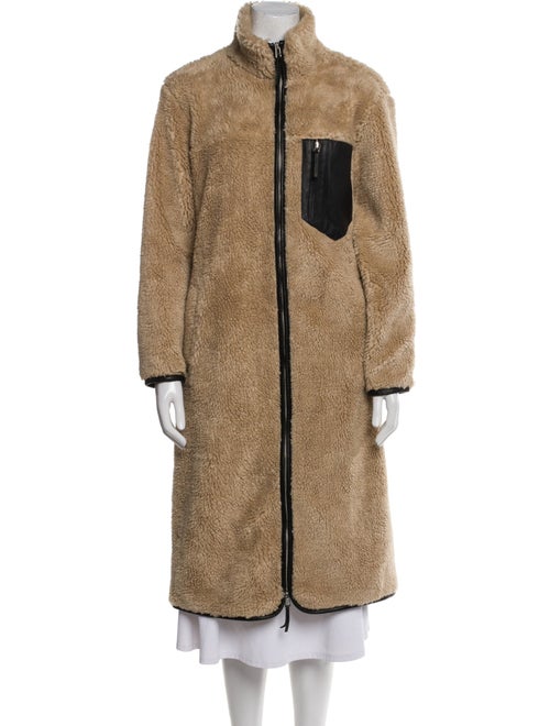 Anine Bing Colorblock Pattern Faux Fur Coat