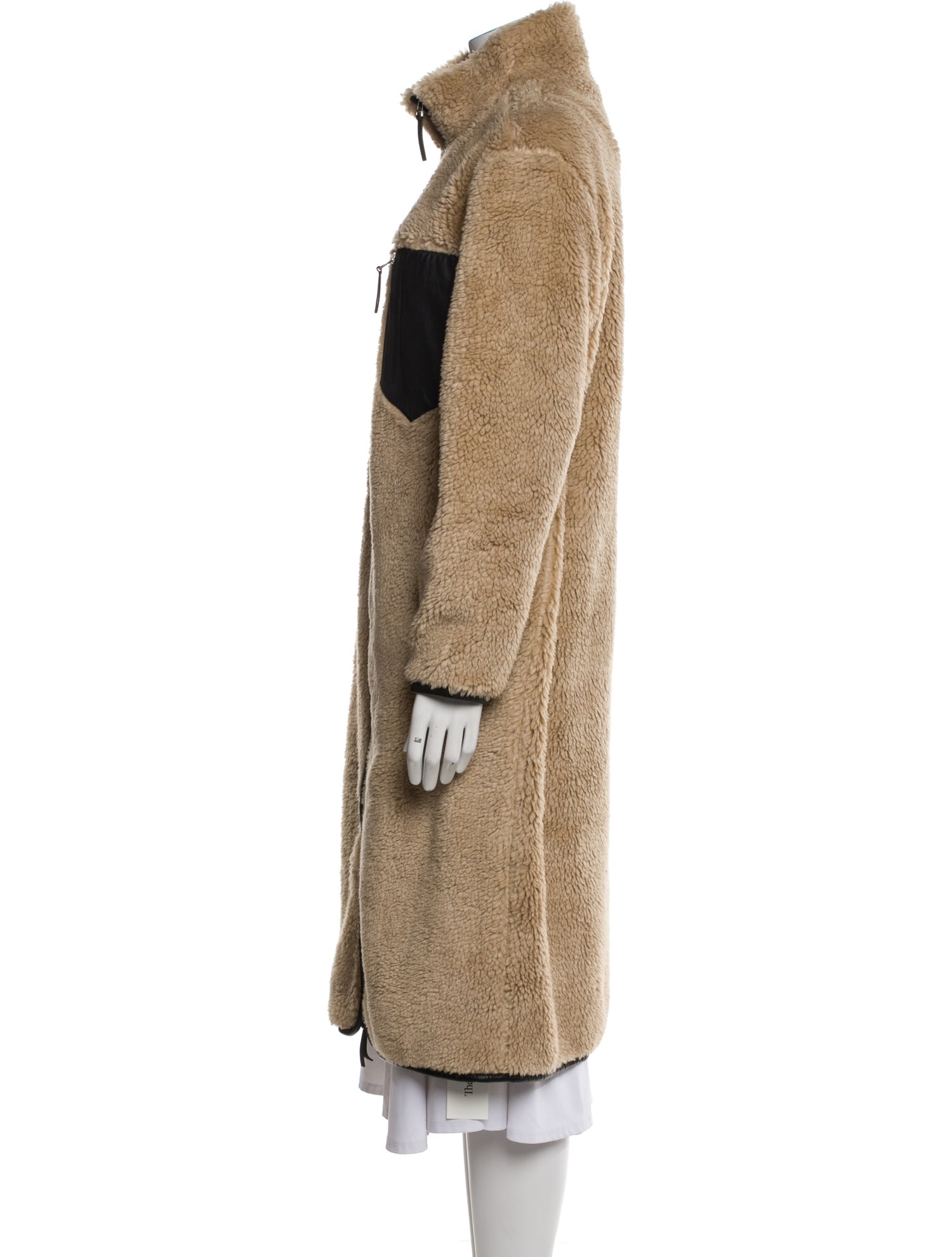 Anine Bing Colorblock Pattern Faux Fur Coat