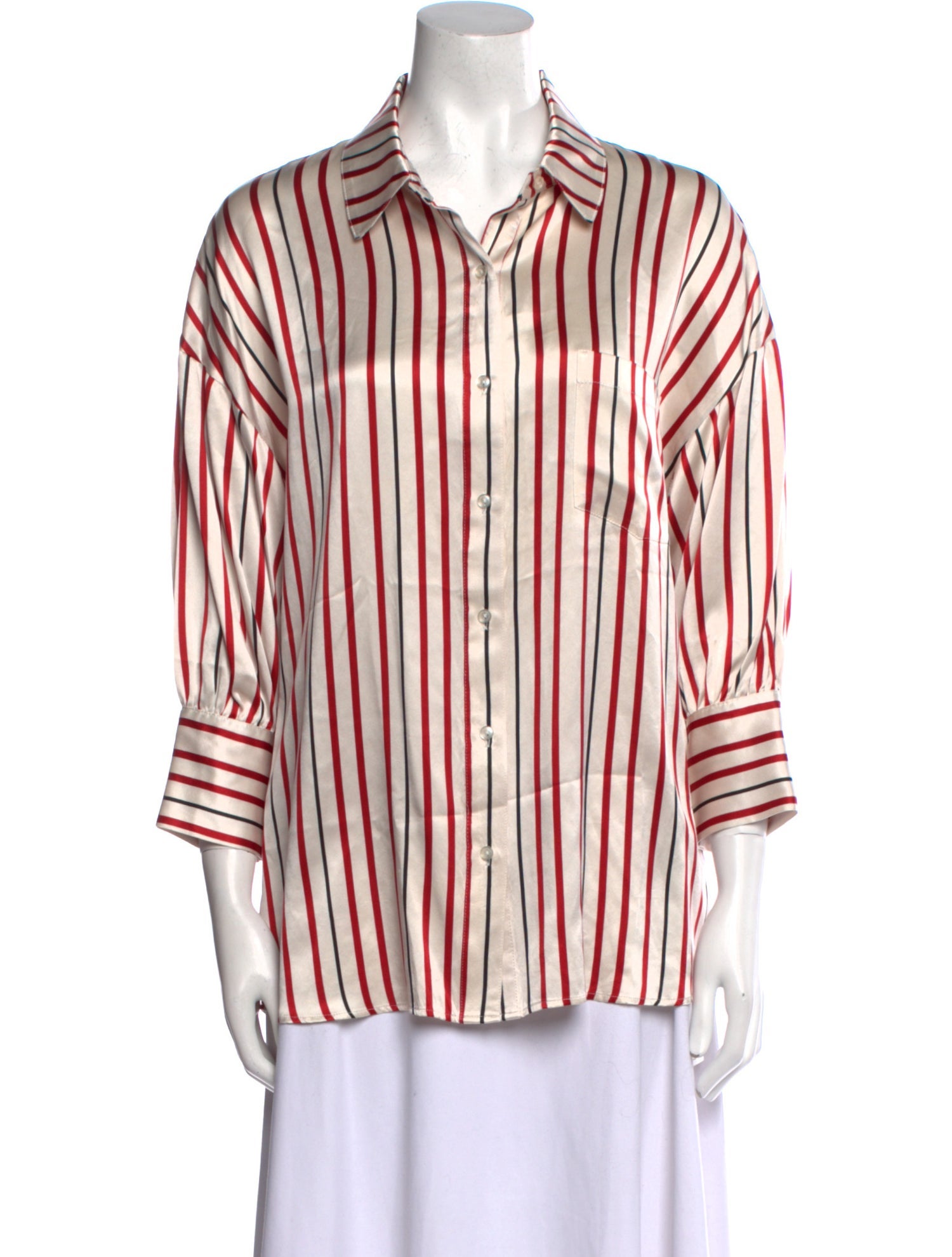 Anine Bing Silk Striped Button-Up Top