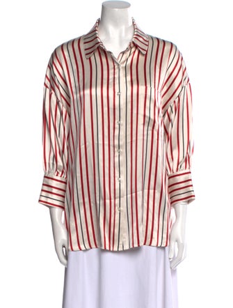 Anine Bing Silk Striped Button-Up Top