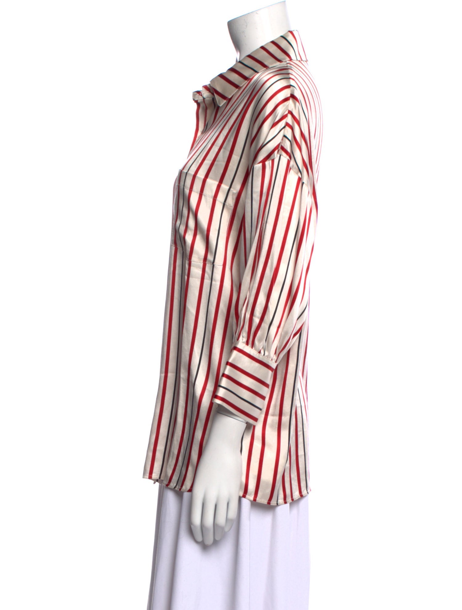 Anine Bing Silk Striped Button-Up Top