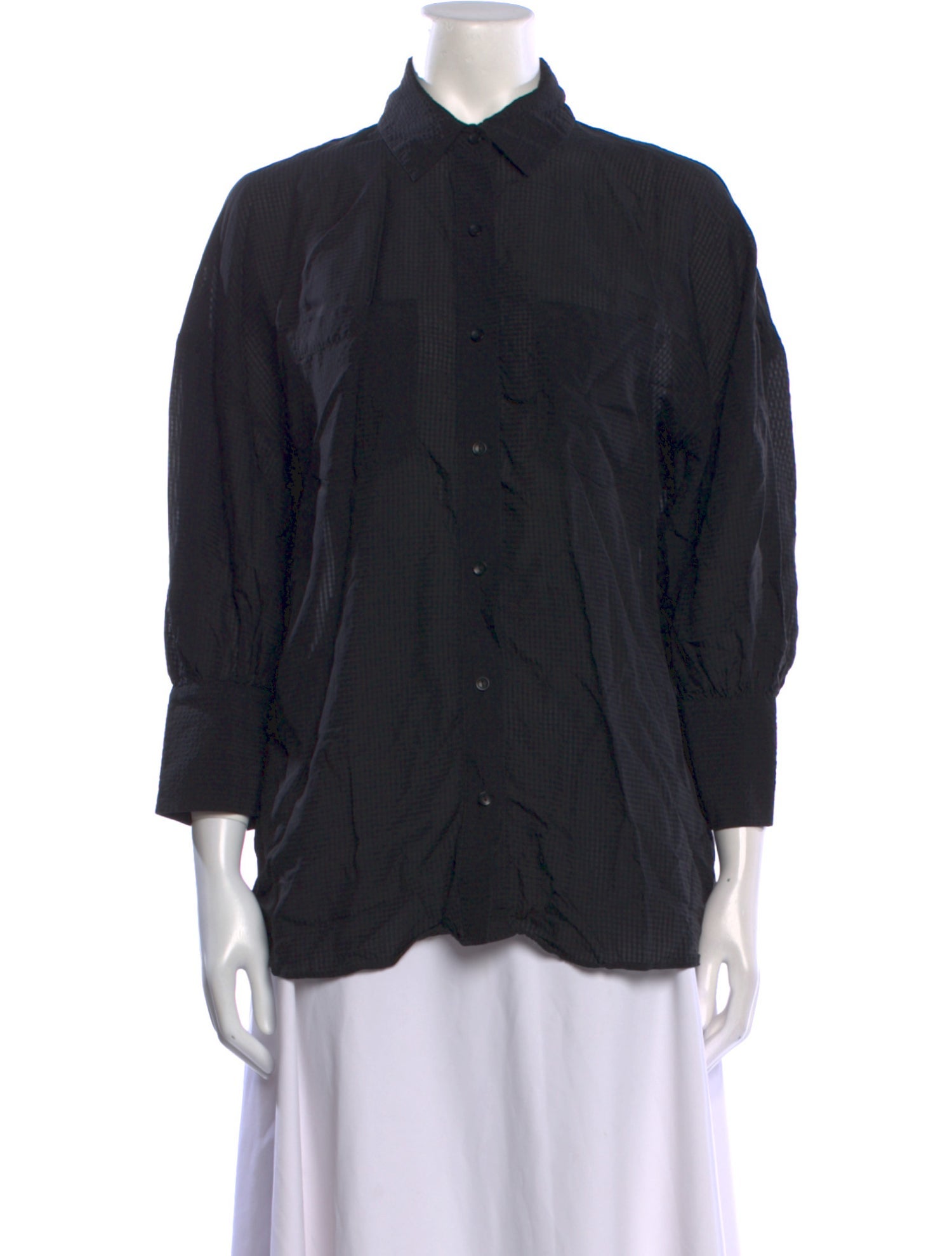 Anine Bing Three-Quarter Sleeve Button-Up Top