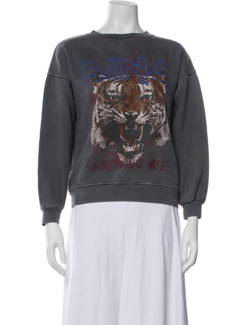 Anine Bing Graphic Print Bateau Neckline Sweatshirt