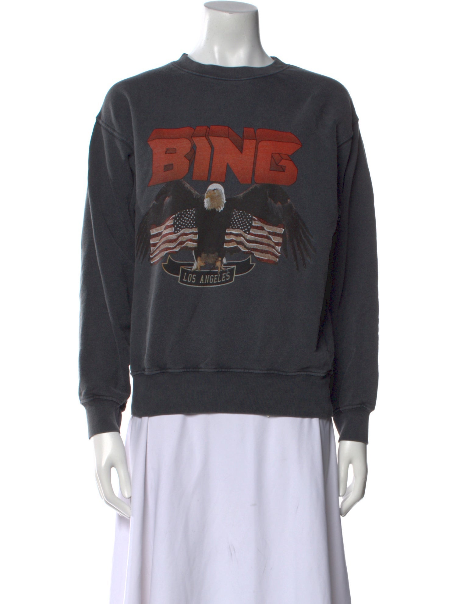 Anine Bing Graphic Print Crew Neck Sweater