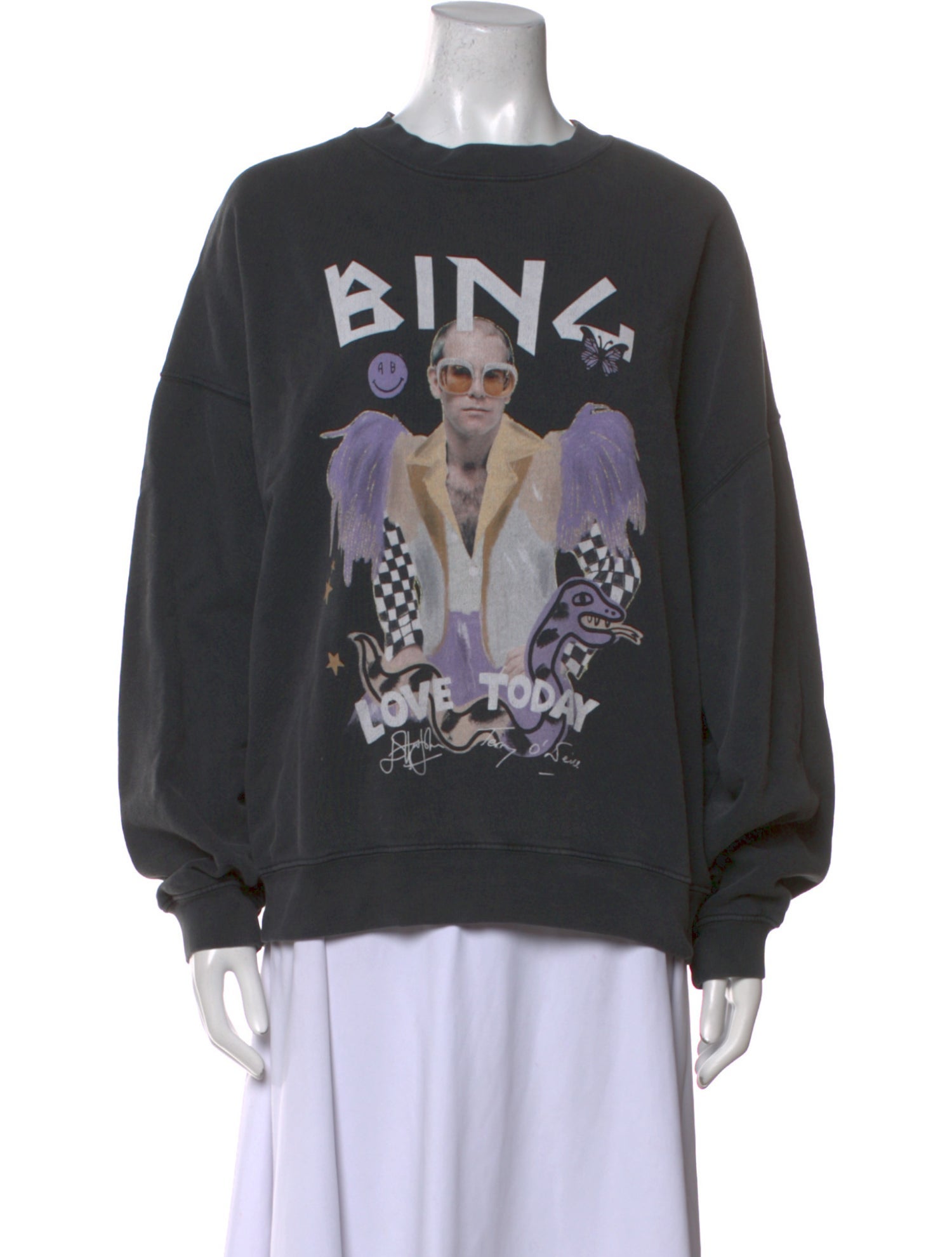 Anine Bing Graphic Print Crew Neck Sweatshirt