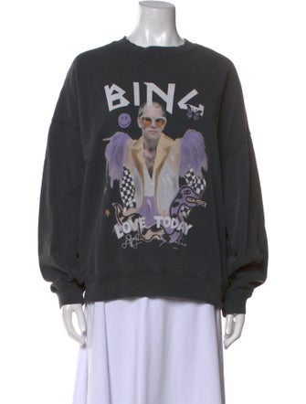 Anine Bing Graphic Print Crew Neck Sweatshirt