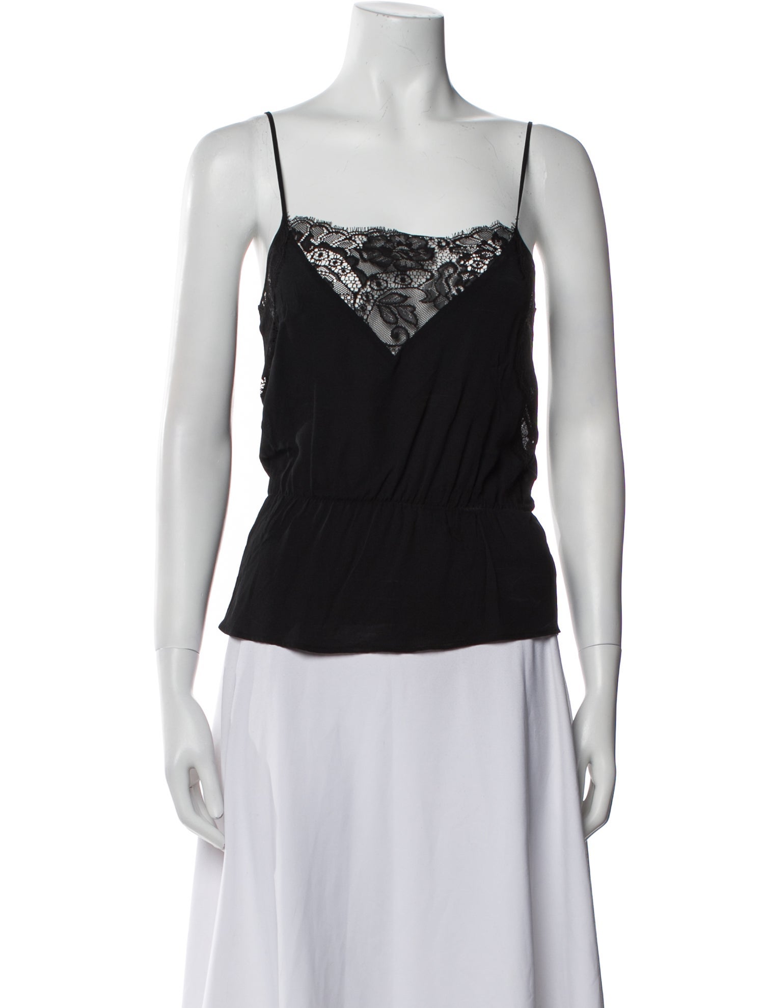 Anine Bing Silk Square Neckline Top