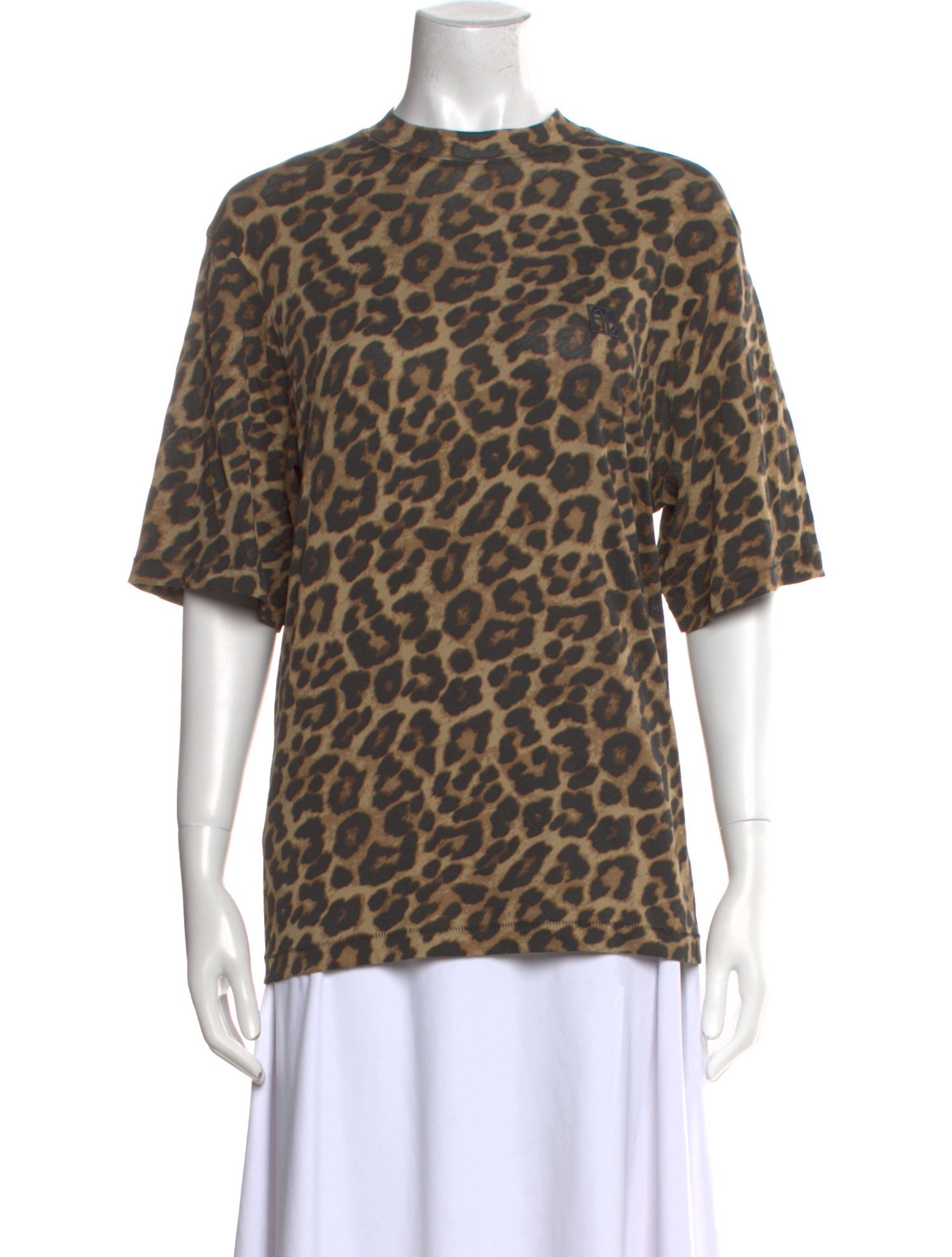 Anine Bing Animal Print Crew Neck T-Shirt w/ Tags