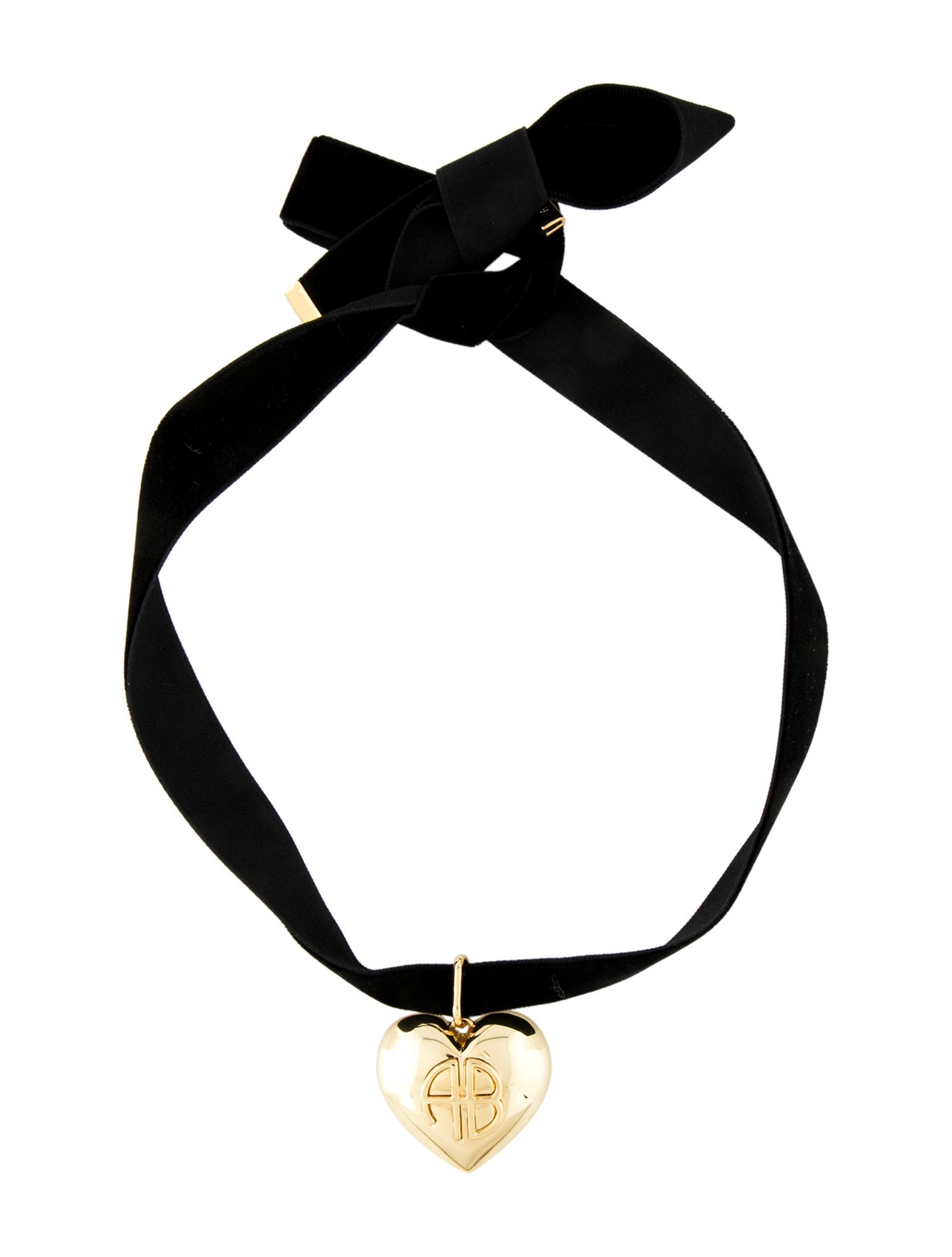 Anine Bing Velvet Chunky Heart Choker Necklace