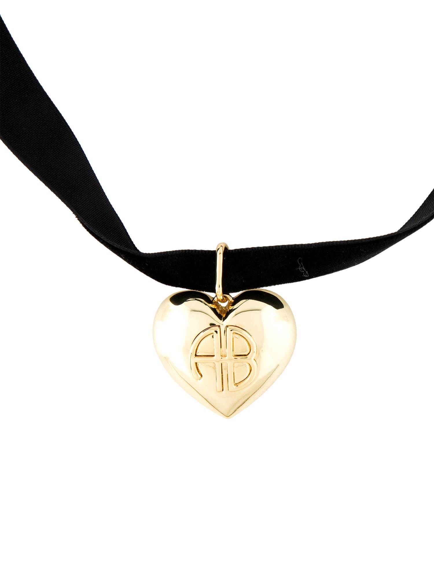 Anine Bing Velvet Chunky Heart Choker Necklace