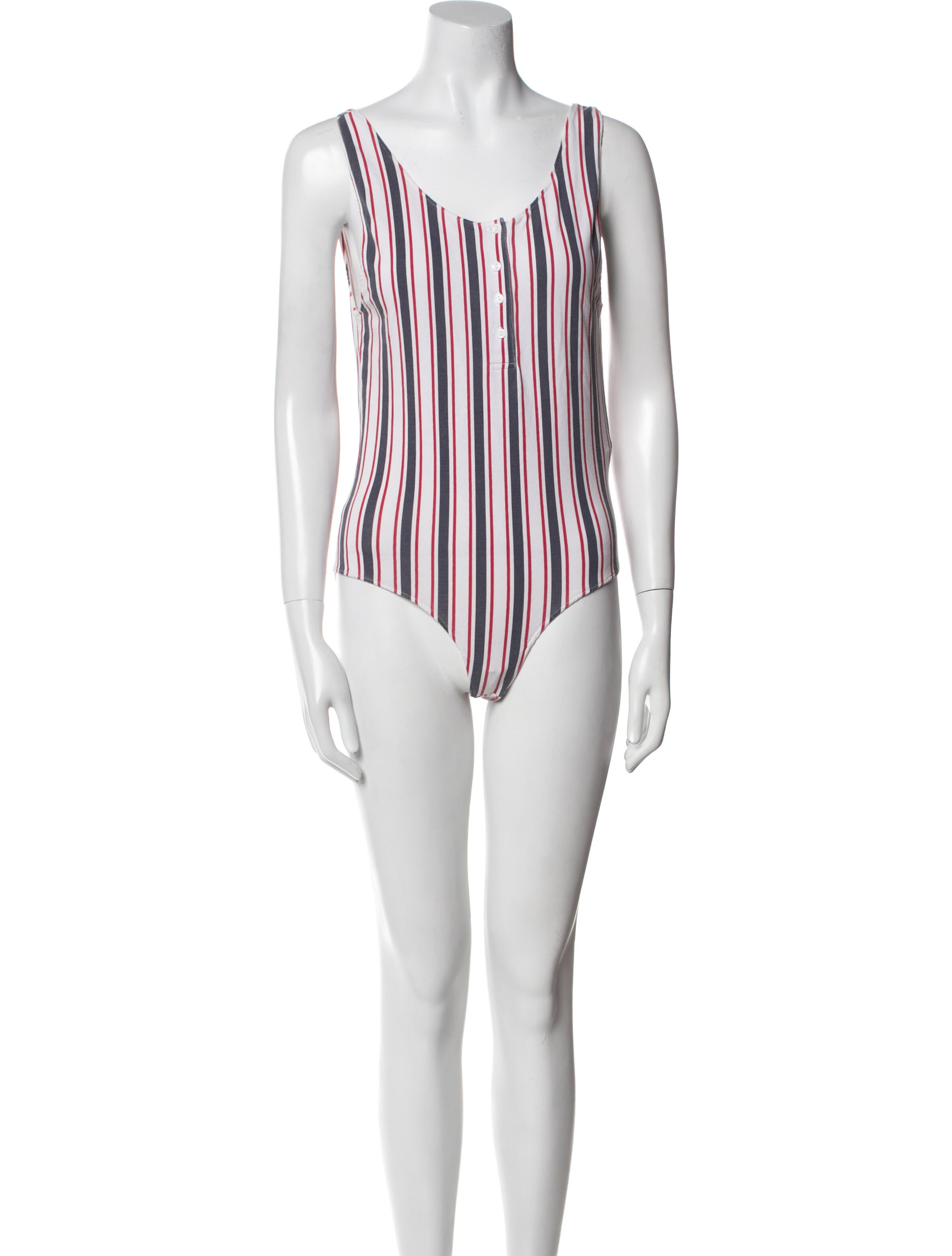 Anine Bing Striped Scoop Neck Bodysuit