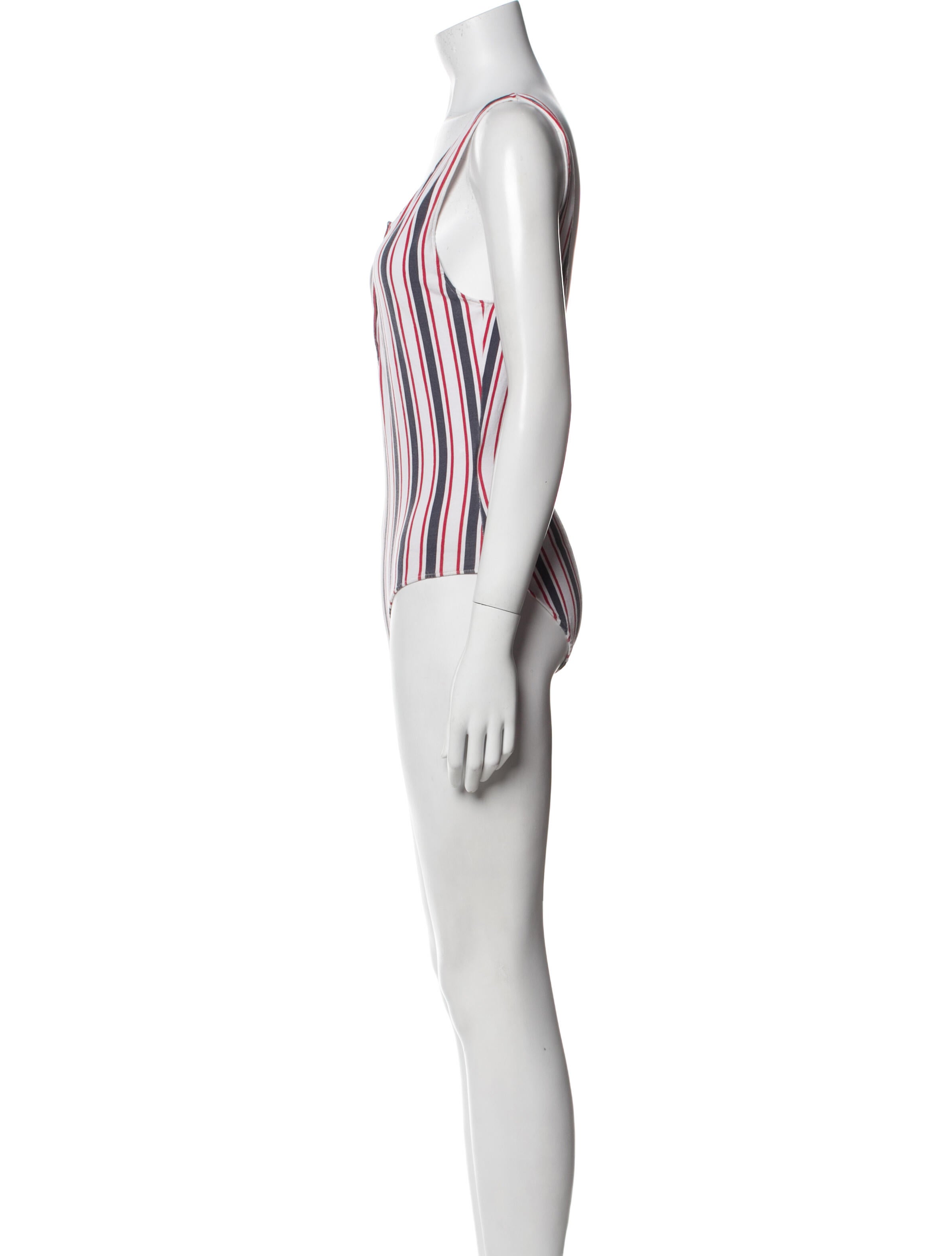 Anine Bing Striped Scoop Neck Bodysuit