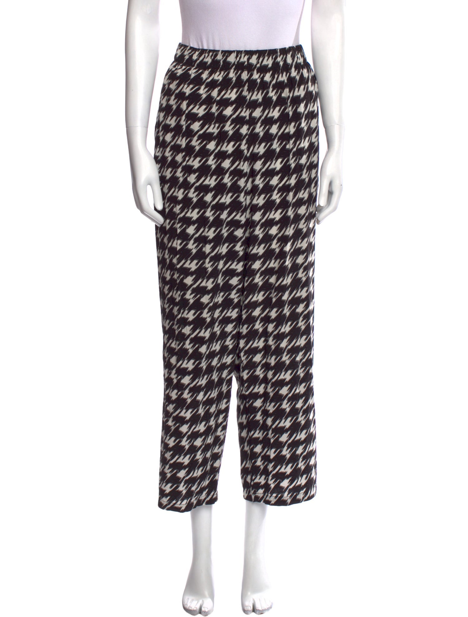 Anine Bing Houndstooth Print Wide Leg Pants