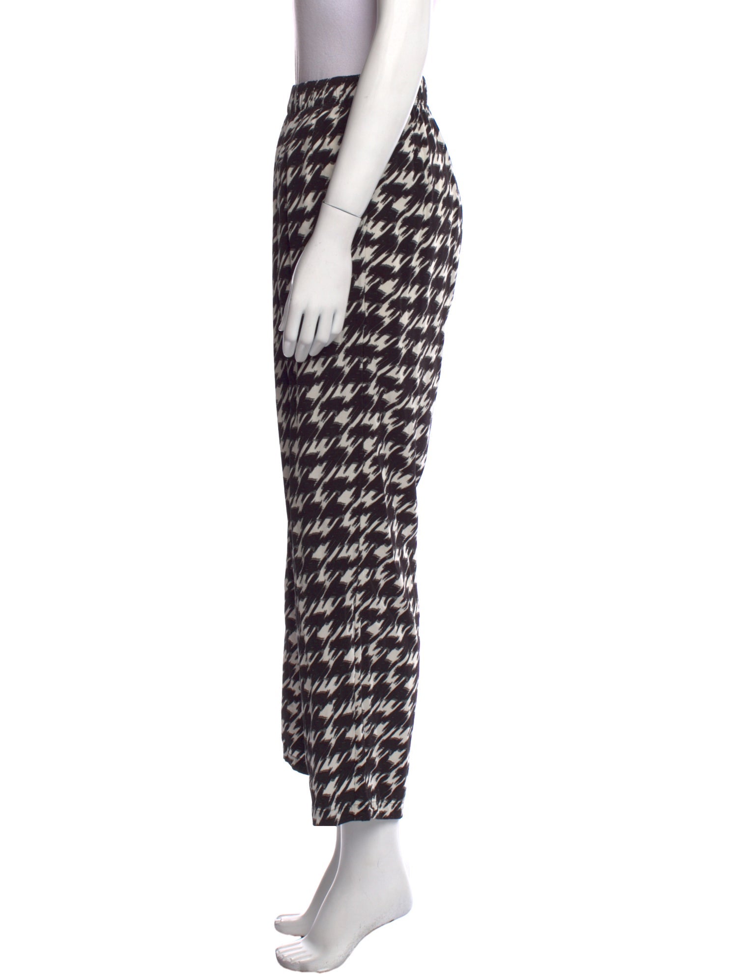 Anine Bing Houndstooth Print Wide Leg Pants
