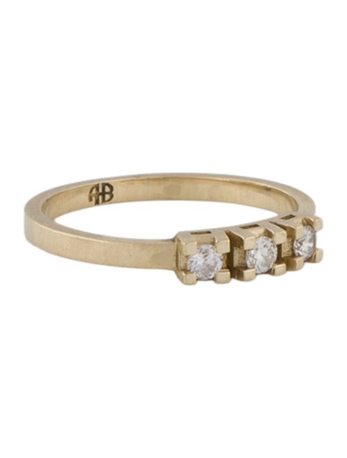 Anine Bing 14K Diamond Three Stone Pinky Ring