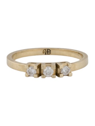 Anine Bing 14K Diamond Three Stone Pinky Ring