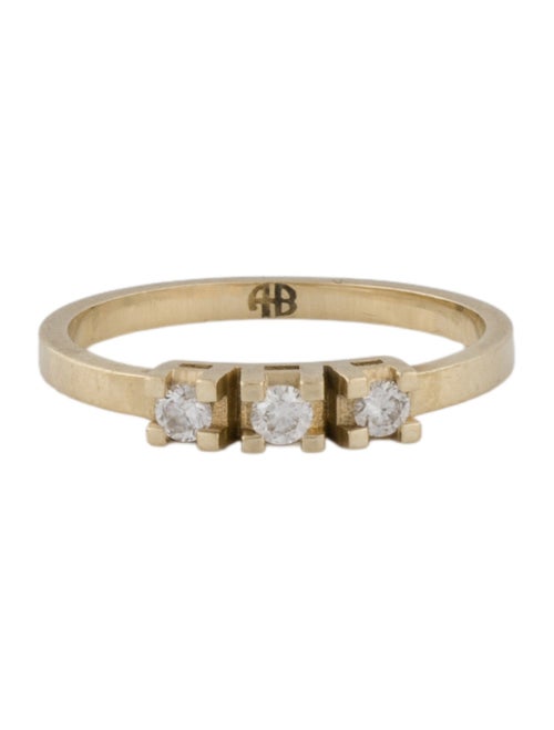 Anine Bing 14K Diamond Three Stone Pinky Ring