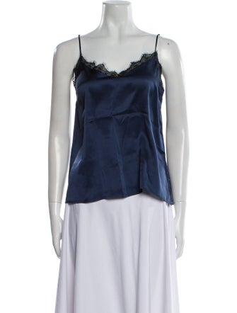 Anine Bing Silk Square Neckline Top