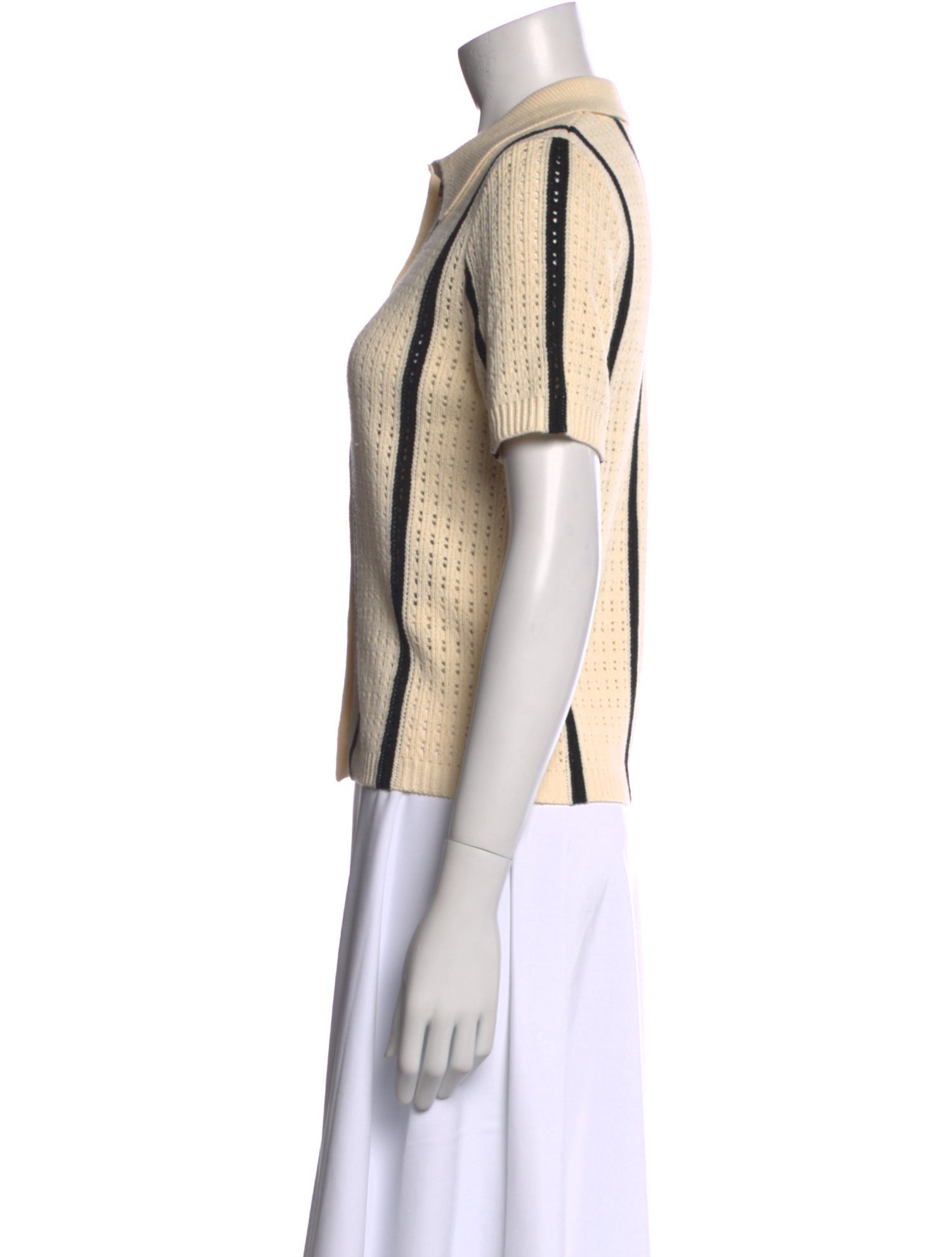 Anine Bing Striped Short Sleeve Polo