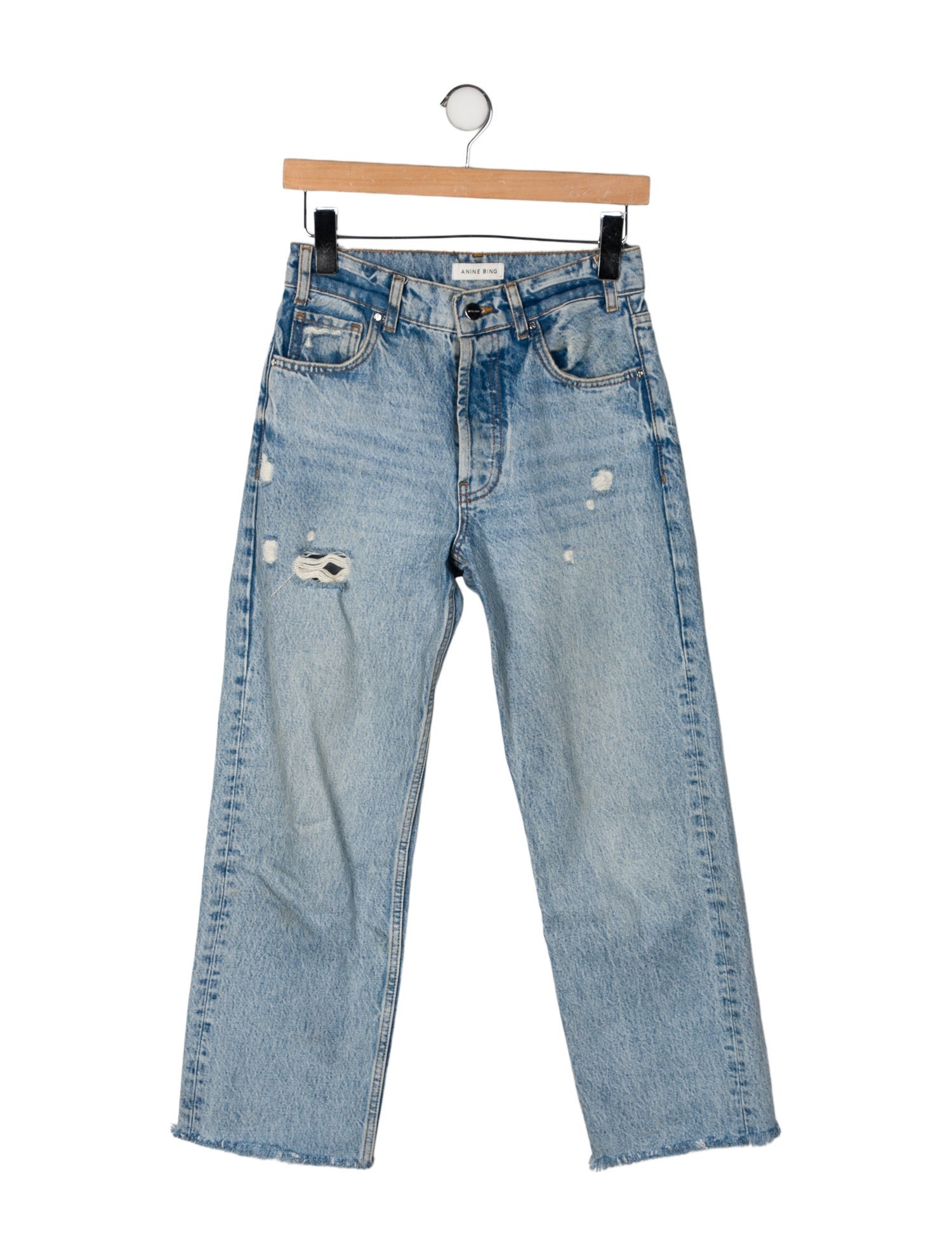 Anine Bing Mid-Rise Straight Leg Jeans