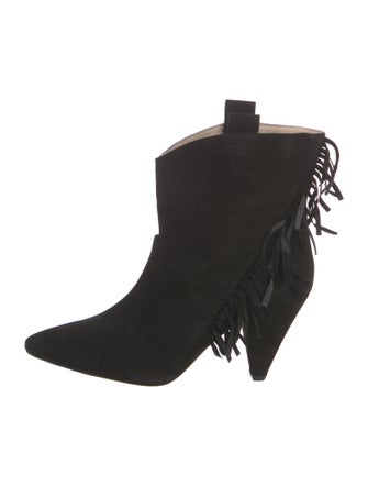 Anine Bing Suede Fringe Trim Accent Lace-Up Boots