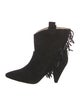 Anine Bing Suede Fringe Trim Accent Lace-Up Boots